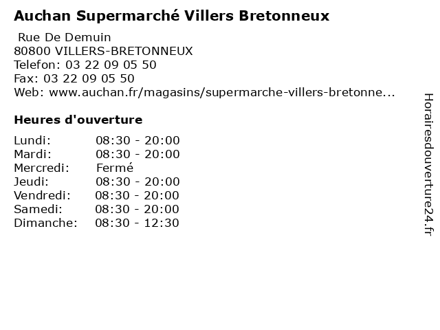 ᐅ Horaires d'ouverture „Auchan Supermarché Villers Bretonneux ...
